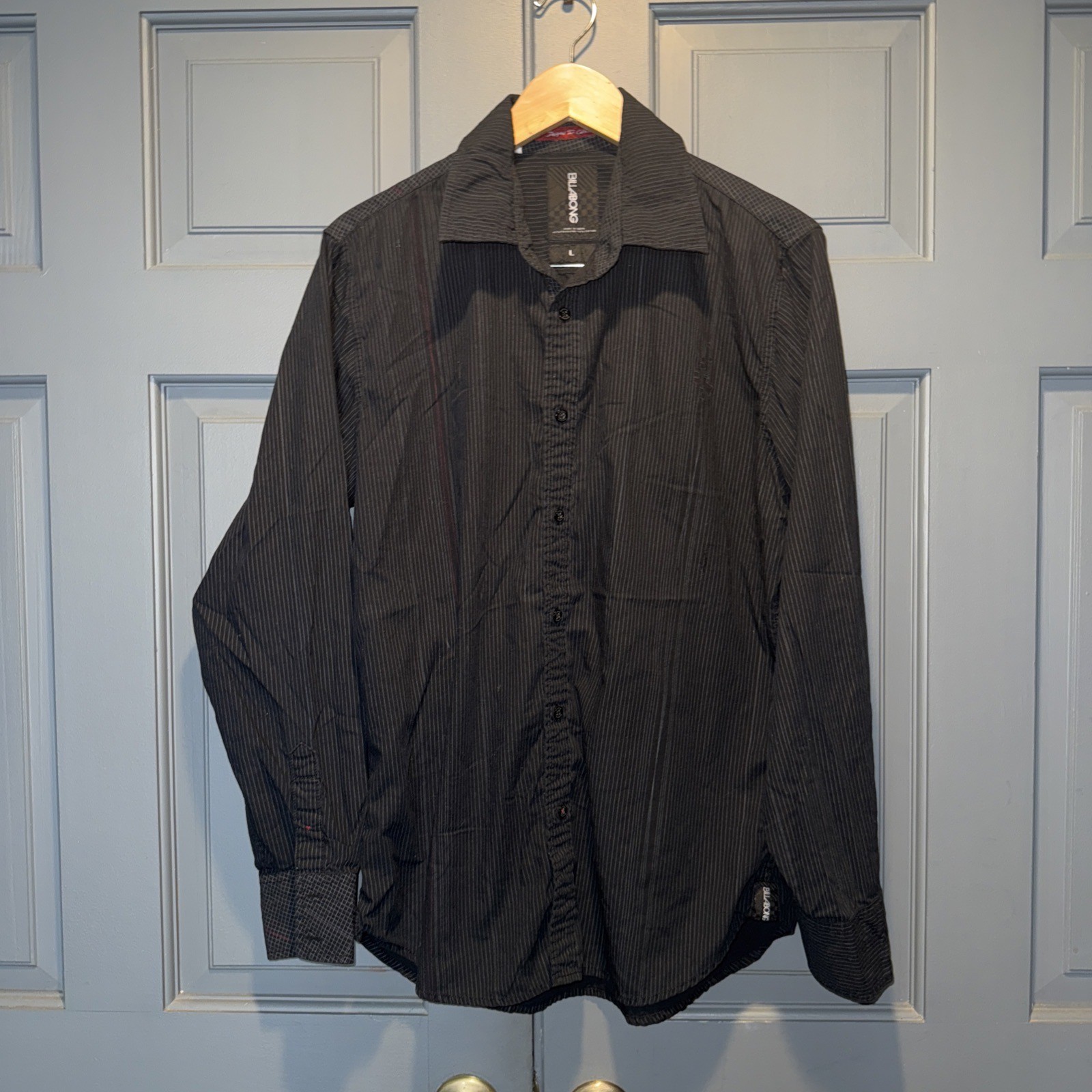 Camisa Billabong gris manga larga abotonada. Hombre - Talla L