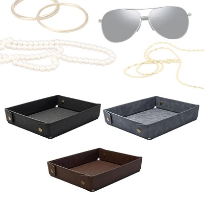 Aufbewahrung Diener Tablett Schlüssel Aufbewahrungsplatte faltbar Platzsparer PU Leder Catchall