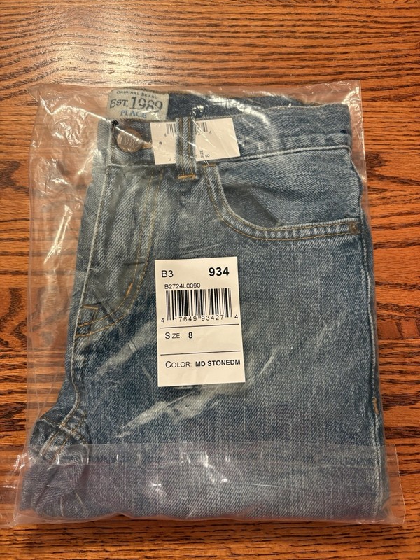NEW w/Tag Children's Place Youth Size 8 Straight Leg Girls Pants Jeans Stonewash