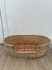 Wicker Cat Bed Basket Oval Pet Basket Natural Rattan Small Dog Bed 56cm