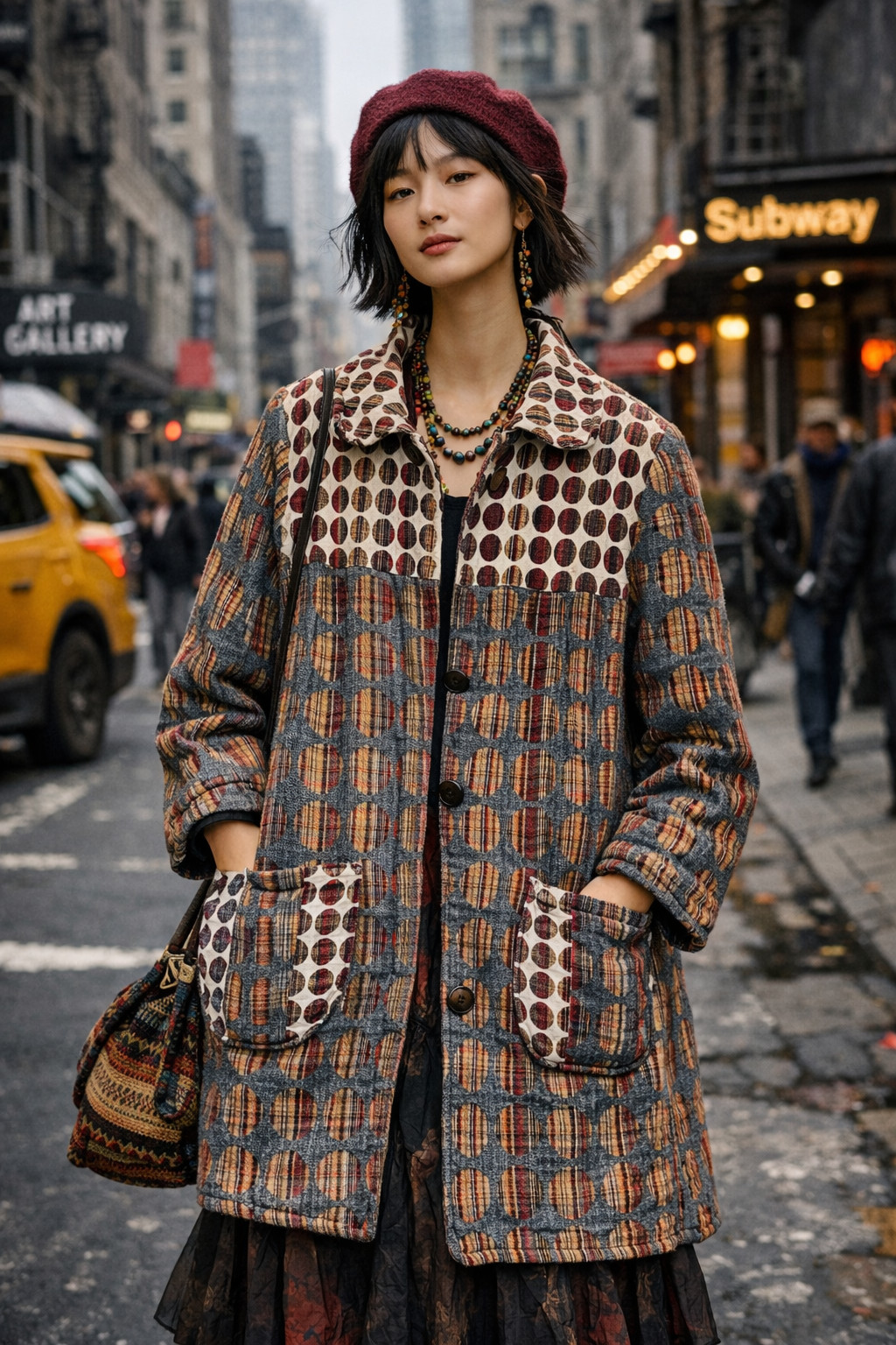 Vintage Patchwork Statement Coat Boho Art Avant G… - image 1