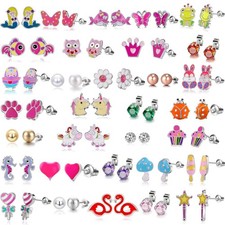 33 Pairs Hypoallergenic Stud Earrings Set for girls Sensitive Ears With Stain...