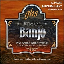 GHS Strings - 5-String Banjo Strings - Stainless Steel - Loop End - Medium Li...