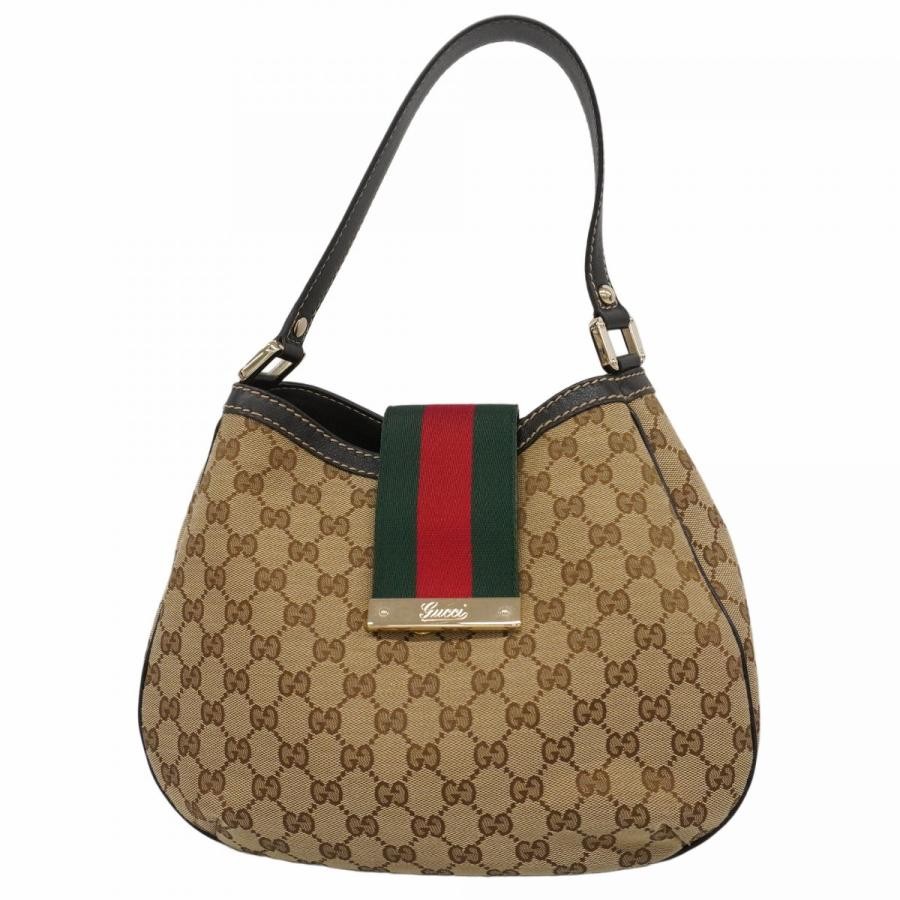 GUCCI Sherry Line GG Canvas Shoulder Bag in Beige Brown