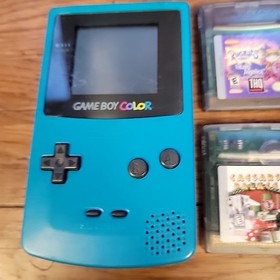 Nintendo Game Boy Color Teal Game Lot Donkey Kong Country Tony Hawk 3 Rugrats +