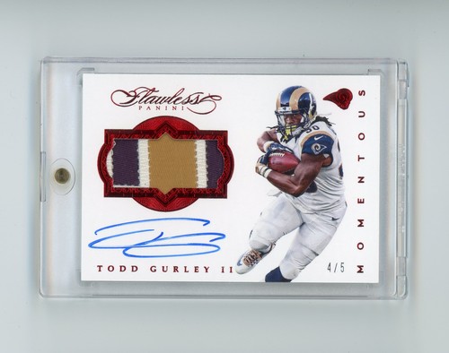 2016 Panini Flawless Todd Gurley II Momentous Ruby Patch Auto /5 LA Rams