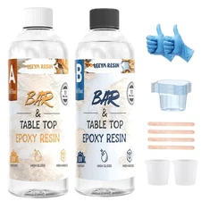 Epoxy Resin Kit 32OZ, Table Top Epoxy Resin Crystal Clear, Ultra-Gloss, Self-...
