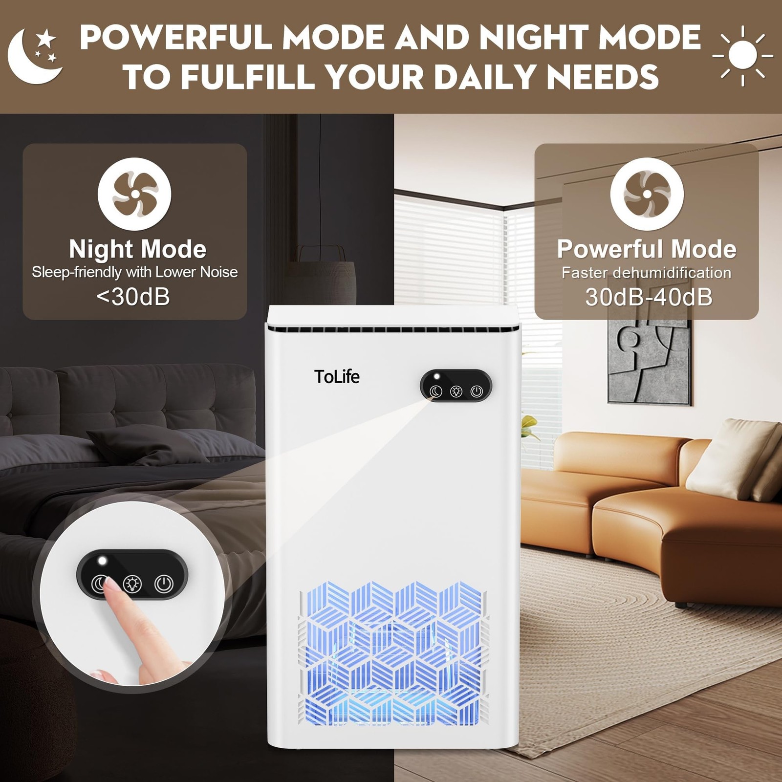 ToLife Dehumidifier for Home, 1000 sq.ft Dehumidifiers for Basement Bedroom B...