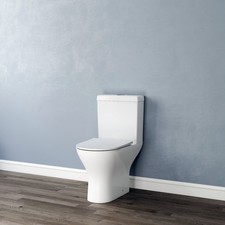 Bathroom Round Close Coupled Toilet Soft Close Seat Short Projection WC Pan