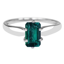 925 Silver 1.80 Carats Octagon Shape 100 Natural Emerald Ring - Tariffs Free