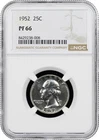 1952 Proof Washington Silver Quarter 25c - NGC PF 66 Stunning!