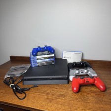 Sony Playstation 4 Slim PS4 1TB CUH-2115B  5 Games 4 Controllers Cables *Tested