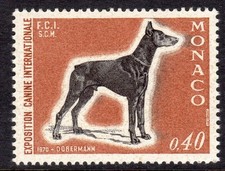 Monaco Scott # 759 VF MNH 1970 International Dog Show Doberman Pinscher