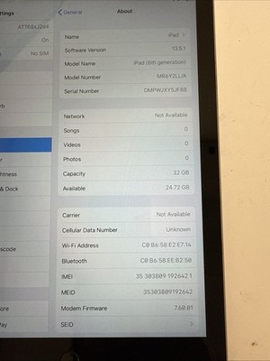 Apple iPad 6th Gen A1954 - WiFi & Cellular 4G, Space Grey, 32GB