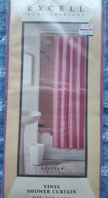 Vtg Excell Home Fashions Vinyl Shower Curtain Rose Pink ''Glitter''  70''x72'' NIP