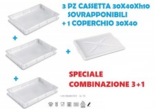 OFFERTA 3 CASSETTE PORTAIMPASTO 1 COPERCHIO 30X40X10 CONTENITORE IMPASTO PIZZA