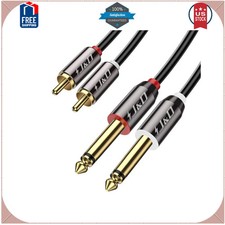 J D 6.35mm 1/4 Inch TS to Dual RCA Stereo Audio Cable Gold Plated 3 Feet