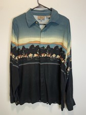 VTG Roper Men's Long Sleeve Button-Up Western Rodeo Cowboy Horse Print Size L