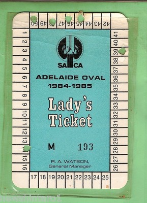 #D18. ADELAIDE OVAL CRICKET LADY'S TICKET 1984-85 #M 193