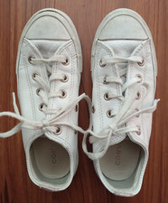 VGUC Girls Size 13 White/Pink Leather CONVERSE Sneakers Shoes