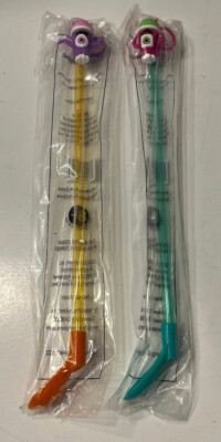 7-11 Slurpee Straw Spoon & Cyclops Cup Monster Topper Set Of 2 Multicolor NIP