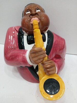 1996 Clay Art Cookie Jar - Saxophone Man Jazz Player | eBay