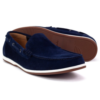 Clarks Morven Sun Herren Halbschuhe Clarks Wildleder Slipper Halbschuh Freizeitschuhe - Navy