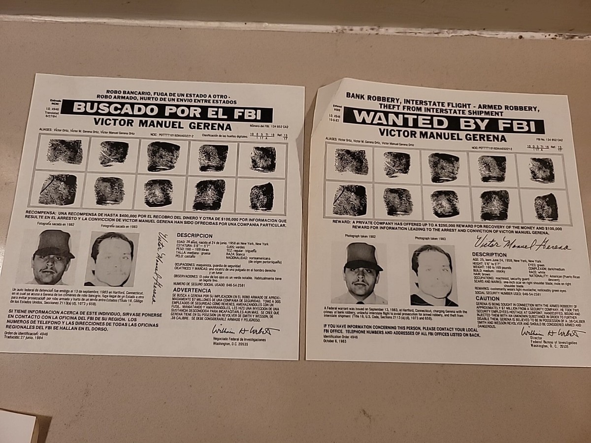 FBI Wanted Posters. Victor Manuel Gerena, 7 Million Wells