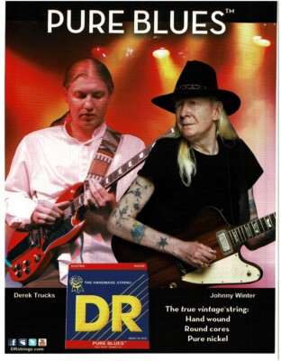 2013 DR Pure Blues Guitar Strings DEREK TRUCKS JOHNNY WINTER magazine print ad