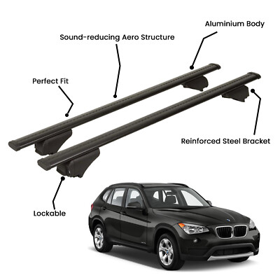 2 Pcs Black Roof Rack Cross Bars For BMW E84 X1 SUV 2009-2015