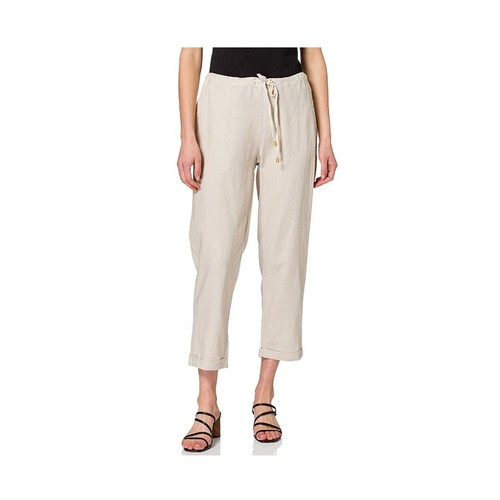 BLUE SEVEN Pantaloni donna estivi leggeri elasticizzati in vita in lino  beige | eBay