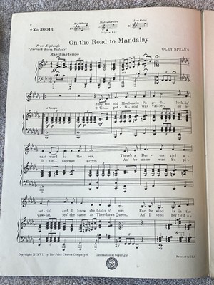 1907 ON THE ROAD TO MANDALAY Sheet Music Rudyard Kipling, Oley Speaks HIGH  Voice | eBay