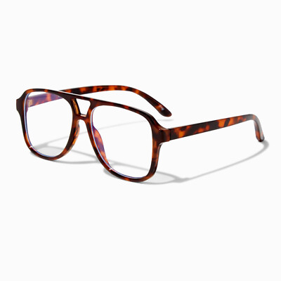 Claire's Blue Light Reducing Aviator Clear Lens Frames - Tortoiseshell (G131424)