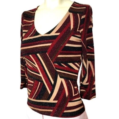 Vintage 80's Metallic Abstract Print Top Size Small