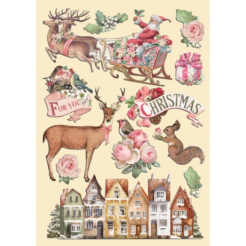 Wooden Shape Colorato Pink Christmas Stamperia sagome in legno