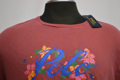 New Polo Ralph Lauren Men's Floral Print Short Sleeve T-Shirt Red Size Large - Picture 3 of 7