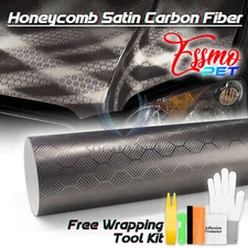 PET Honeycomb Carbon Fiber Satin Nardo Gray Hex Vehicle Vinyl Wrap Decal Sheet