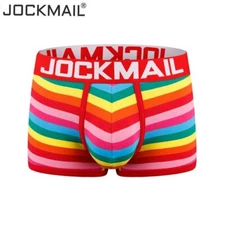 Sexy Underwear Men Panties Rainbow Stripe Boxershorts Low-Rise Breathable Gay