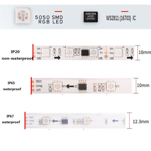 5M WS2811 16703 60led/m 24V LED strip Addressable Digital RGB Dream Full color - Picture 6 of 11