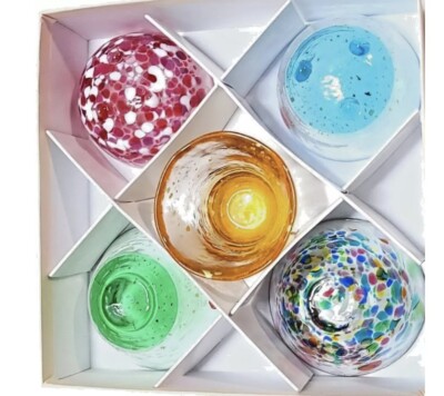 ADERIA  Tsugaru Vidoro Sake Cup 5 Mini Glass Gift Set Aomori Japanese Small Cup