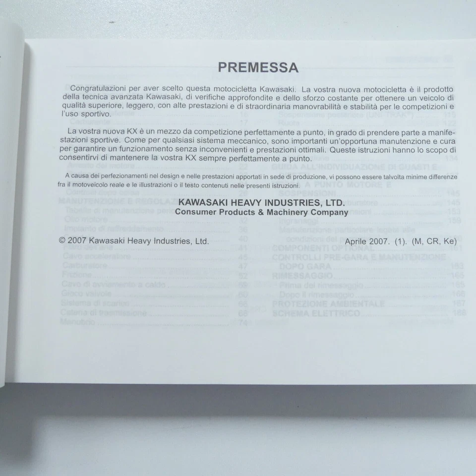 Kawasaki KX 250 F 2007 Bedienungsanleitung Manual Italien Spanien Niederlande - Bild 3 von 4