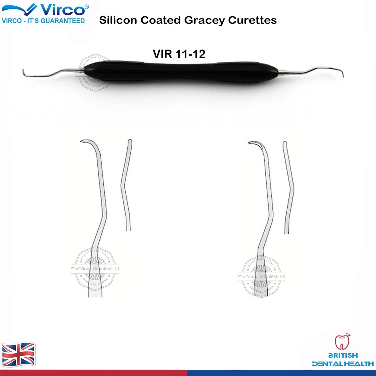 PERIODONTAL DENTAL GRACEY CURETTE SCALER 11/12 SILICONE COATED HAND INSTRUMENT