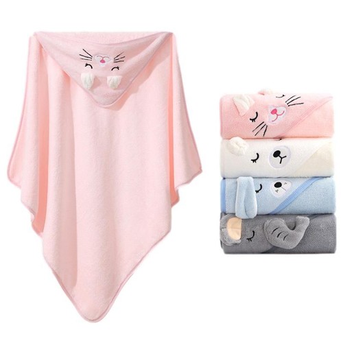 Cartoon Animal Baby Bath Towels Soft Newborn Hooded Blanket Toddler Bathrobe - Picture 22 of 28