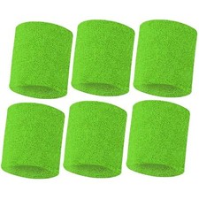 6-Piece Wrist Sweatbands Athletic Cotton Terry Cloth Tennis Wristband LightGreen
