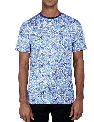Society Of Threads  Men s Regular-Fit Paisley Performance T-Shirt Blue Size S