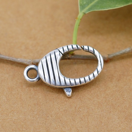 Broche de garra de langosta ovalada texturizada plata esterlina 925 para pulsera A5034 - Imagen 6 de 8