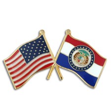 PinMart's Missouri and USA Crossed Friendship Flag Enamel Lapel Pin
