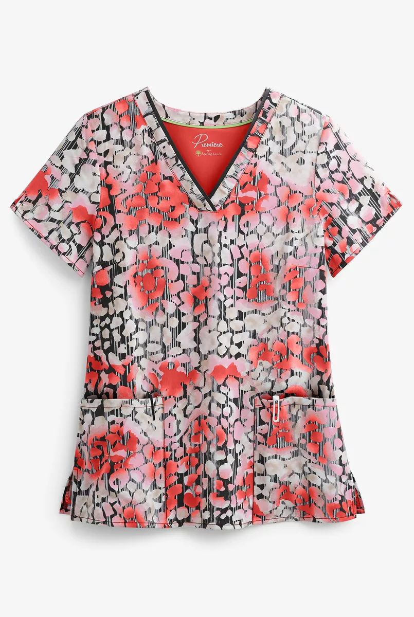 Healing Hands 2266 Premiere Amanda V Neck Scrub Top Sunset Orange