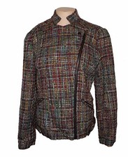 New Blazer Jacket, Coldwater Creek, Multicolor-Tweed Zippers Wool-blend 14