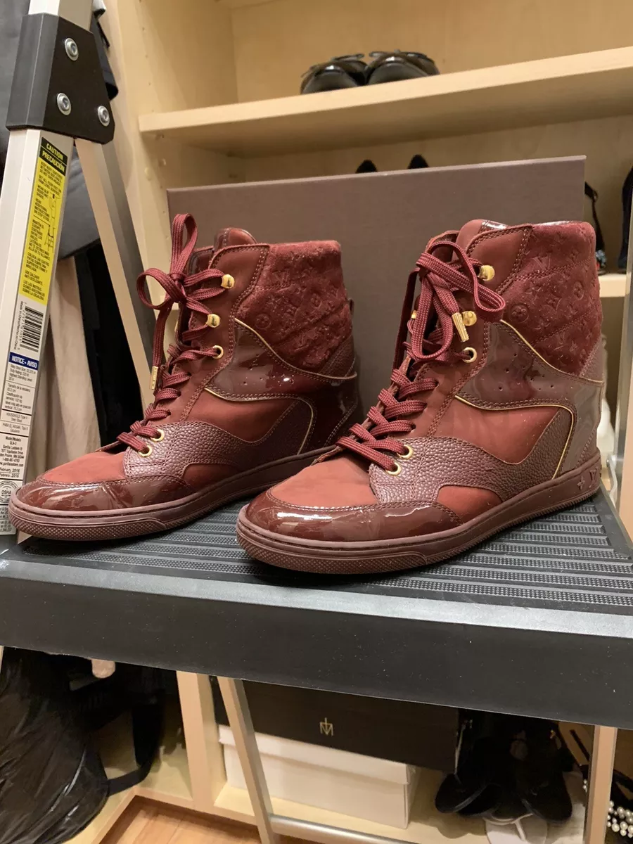 Louis Vuitton Cliff Top High Monogram High Top Wedge Burgundy